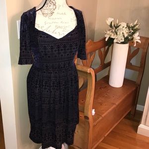 Deep Purple Short Sleeve Textured Dress Meadow Rue